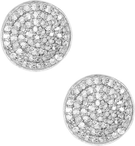 ADORNIA Fine Rhodium Plated Sterling Silver Pave Diamond Disc Stud Earrings - 1.00 tcw at Nordstrom Rack
