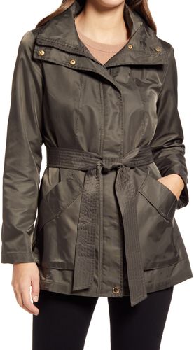 Belted Water Repellent Hooded Raincoat