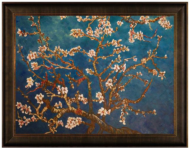 Overstock Art Branches of an Almond Tree in Blossom with Veine D'Or Bronze Scoop Frame at Nordstrom Rack