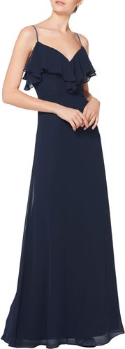 #levkoff Embellished Ruffle Neck Chiffon A-Line Gown