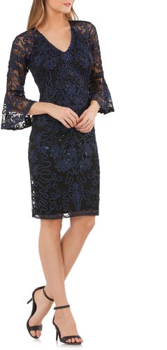 Bell Sleeve Soutache Cocktail Dress