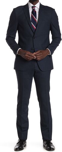 John Varvatos Collection Black/Blue Plaid Two Button Notch Lapel Stretch Wool Tailored Fit Suit at Nordstrom Rack