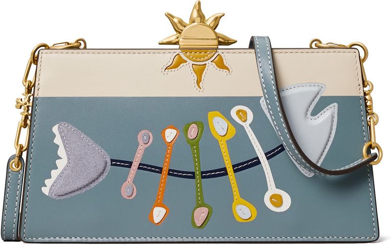 Mini Fish Applique Leather Crossbody Bag - Green