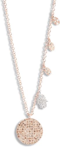 Diamond Pave Disc & Hamsa Necklace