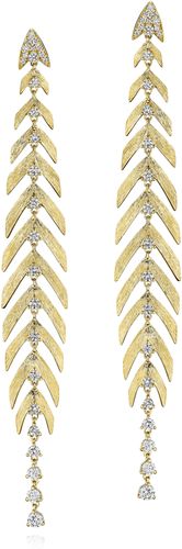 Bahia Diamond Linear Leaf Drop Earrings