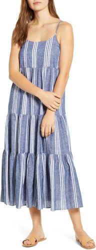 Lana Stripe Linen & Cotton Tiered Midi Sundress