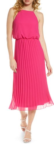 Pleated Chiffon Midi Dress