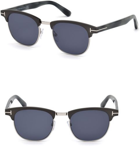 Laurent 51mm Round Retro Sunglasses - Matte Gunmetal / Blue