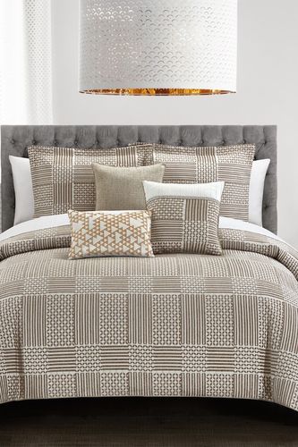 Chic Home Bedding Jodey Chenille Varied Geometric Patterns Design Queen Comforter Set - Beige - 6-Piece Set at Nordstrom Rack