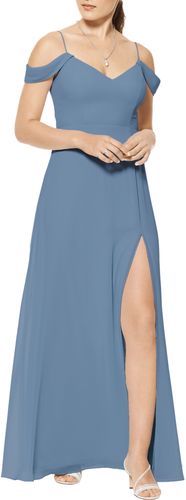 #levkoff Cold Shoulder A-Line Chiffon Gown