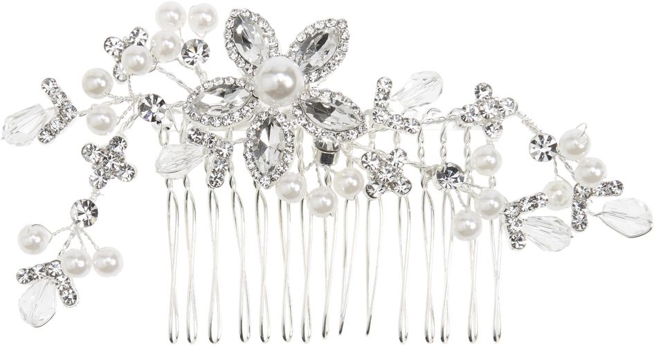 Flora Crystal & Imitation Pearl Comb