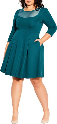 Plus Size Women's City Chic Cute Mesh Panel Fit And Flare Dress