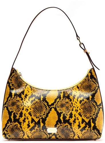 Laura Snake Embossed Leather Hobo - Yellow