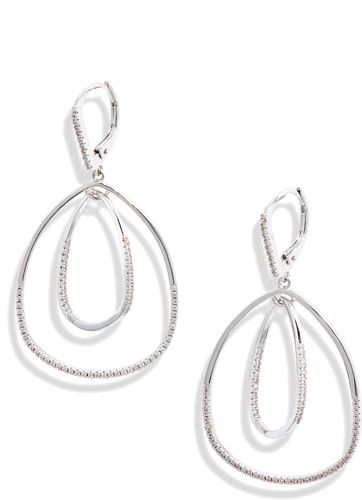 Pave Inset Oval Orbital Earrings