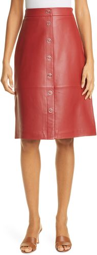 Snap Front Leather Pencil Skirt