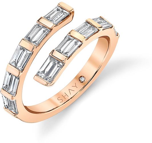Dual Spiral Baguette Diamond Ring