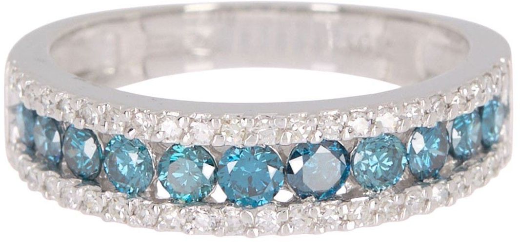 Effy 14K White Gold Channel Set Blue & White Diamond Band Ring - Size 7 - 0.89 ctw at Nordstrom Rack