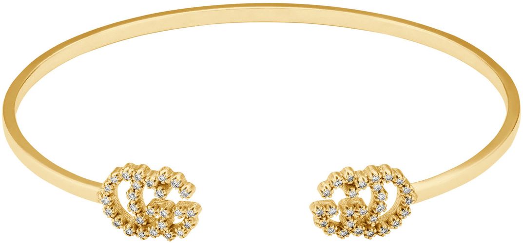 Gg Running Diamond 18K Gold Cuff Bracelet