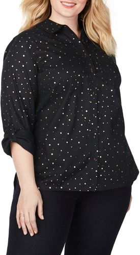 Plus Size Women's Foxcroft Waverly Foiled Dot Shirt