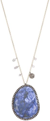 Meira T 14K Yellow Gold Halo Sodalite & Diamond Doublet Pendant Necklace at Nordstrom Rack