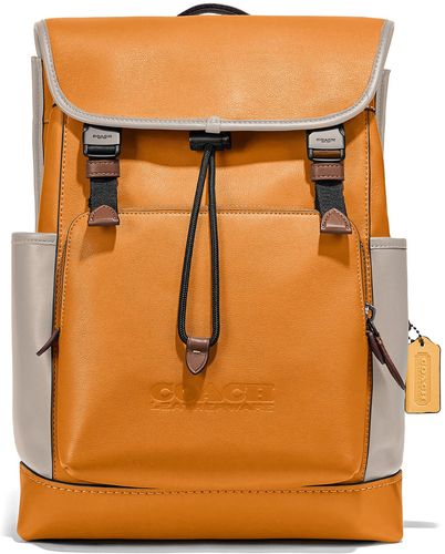 League Colorblock Leather Backpack - Yellow