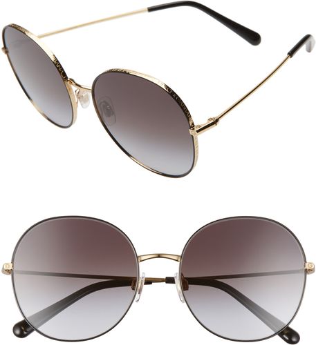 56mm Round Sunglasses - Gold/ Black Gradient