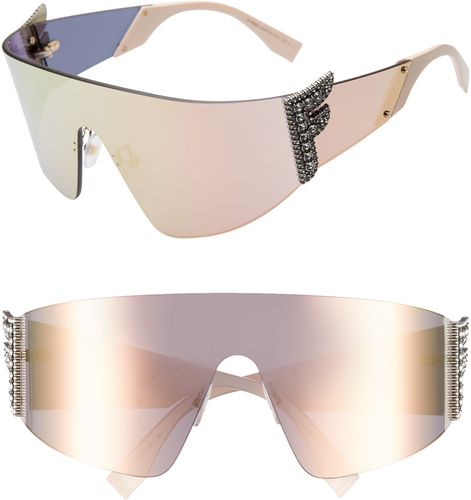 99mm Shield Sunglasses - Pink/ Grey Rose Gold