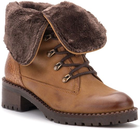 Vintage Foundry Milan Faux Fur Lined Leather Lace-Up Boot at Nordstrom Rack