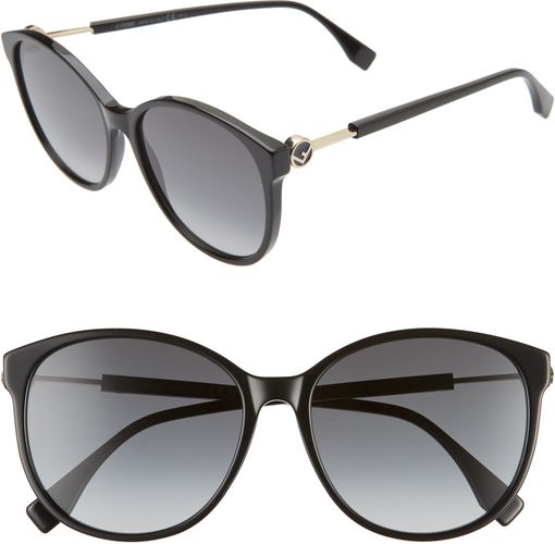 58mm Gradient Cat Eye Sunglasses - Black/ Dark Grey
