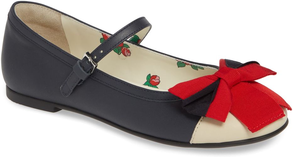 Toddler Girl's Gucci Web Bow Mary Jane Flat