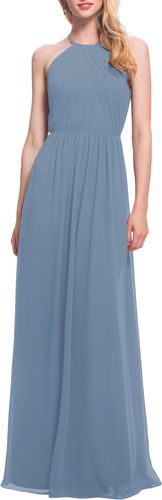 #levkoff Halter Neck Chiffon A-Line Gown