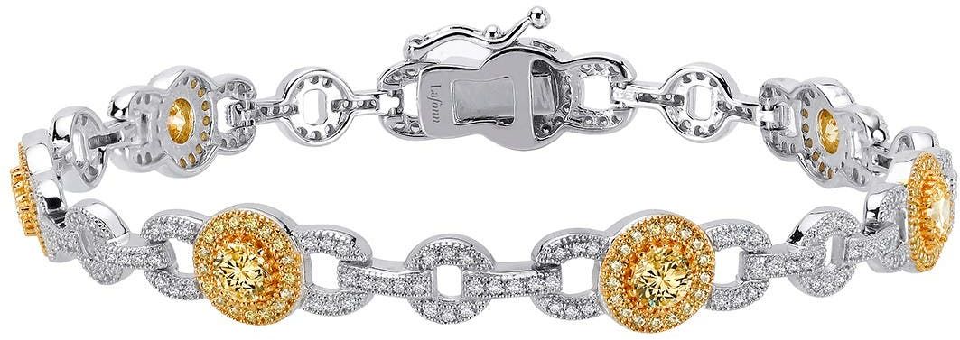LaFonn Platinum & 18K Gold Plated Sterling Silver Canary & White Simulated Diamond Detail Bracelet at Nordstrom Rack