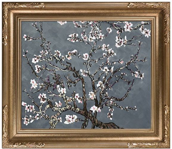 Overstock Art Branches of an Almond Tree in Blossom, Pearl Grey - Framed Oil Reproduction of an Original Painting by La Pastiche