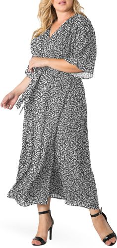 Plus Size Women's Standards & Practices Short Sleeve Wrap Maxi Dress