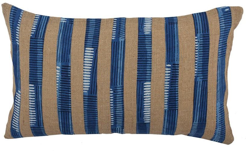 DIVINE HOME Applique Jute Stripes Lumbar Throw Pillow - 24"x14" at Nordstrom Rack