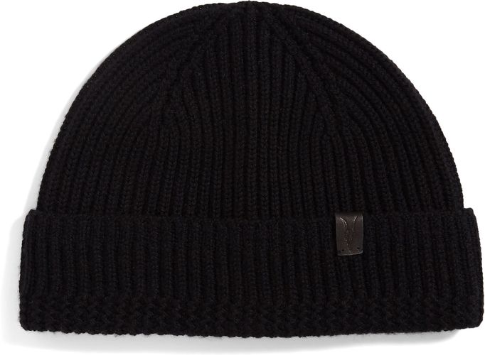 Merino Wool Ribbed Beanie - Black