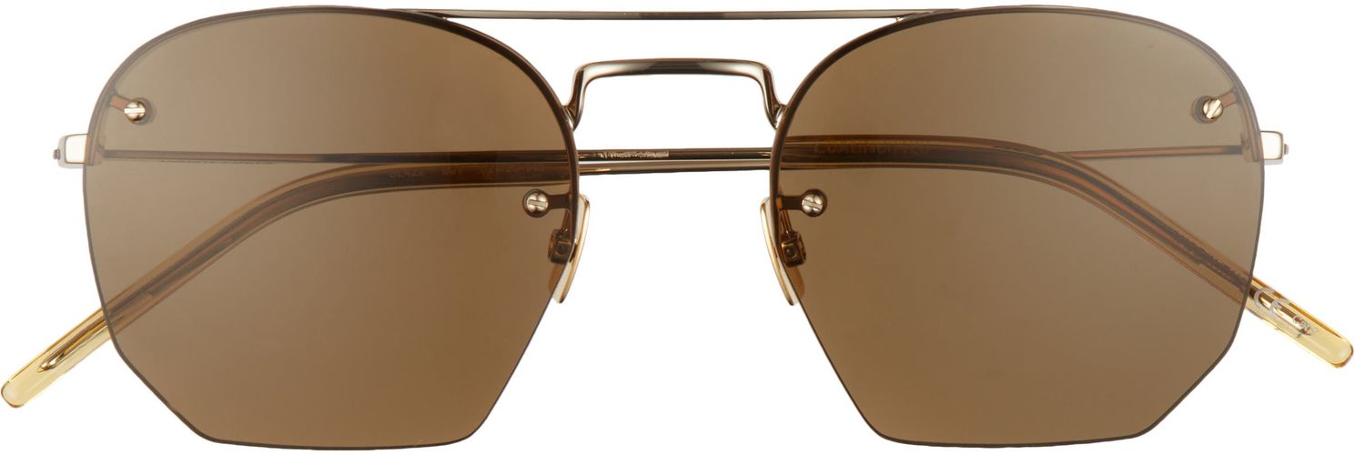 52mm Semi Rimless Aviator Sunglasses - Gold/ Brown