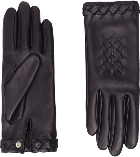 Hedy Woven Detail Lambskin Leather Gloves