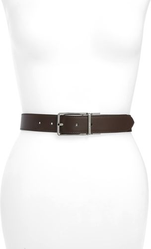 Reversible Leather Belt Black/ Silver