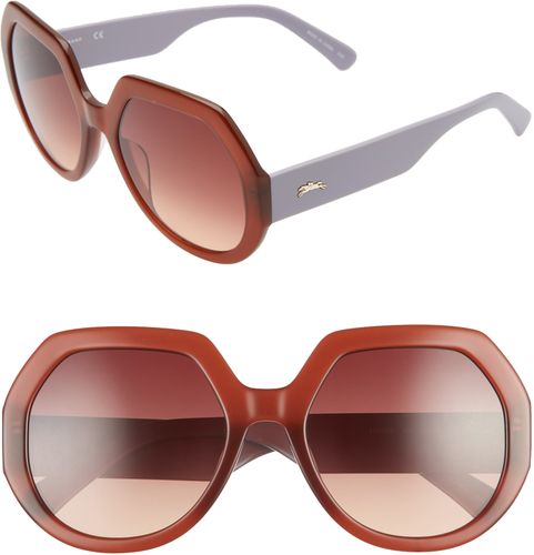 55mm Gradient Geometric Sunglasses - Brown/ Orange Lilac