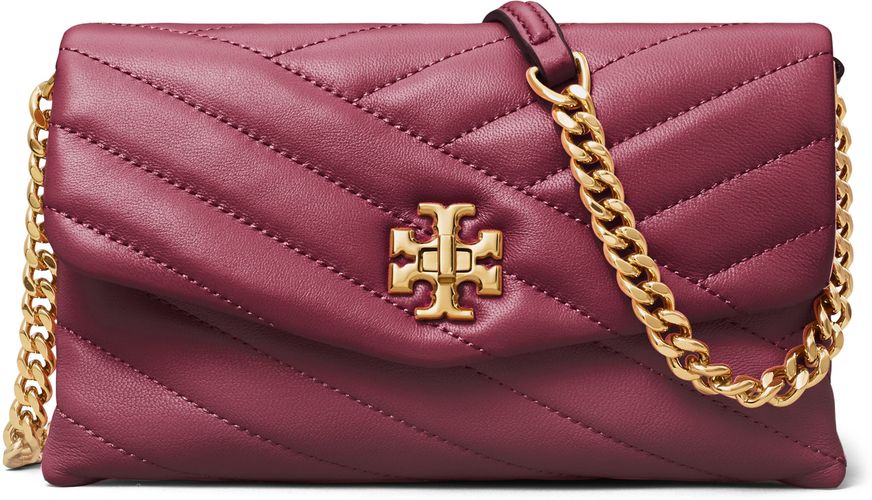 Kira Chevron Quilted Leather Wallet On A Chain - Red