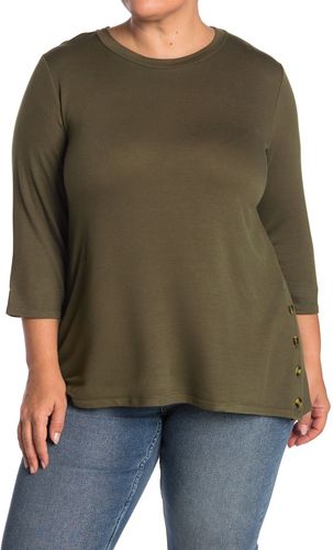 Bobeau Side Button Quarter Sleeve Top at Nordstrom Rack