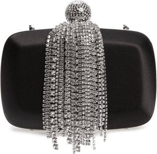 Marlene Crystal Fringe Box Clutch - Black