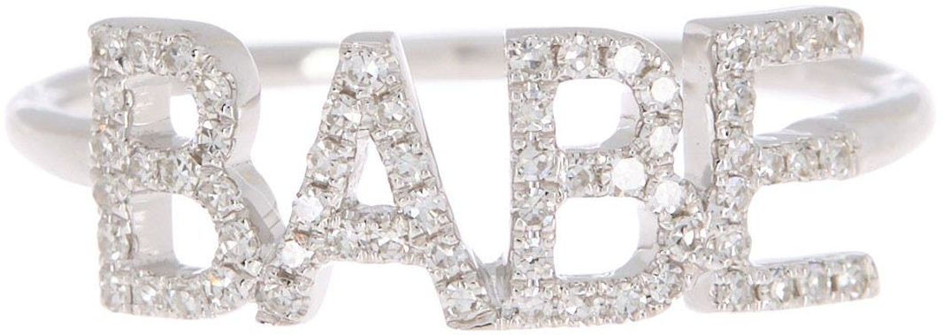 EF Collection 14K White Gold Pave 'BABE' Ring - Size 6 at Nordstrom Rack