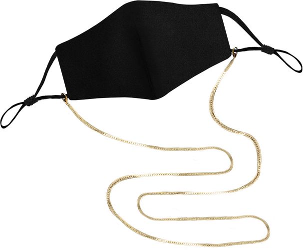 Adult Cotton Knit Face Mask With Herringbone Chain Holder