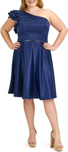 Plus Size Women's MAC Duggal One-Shoulder Ruffle Cocktail Dress