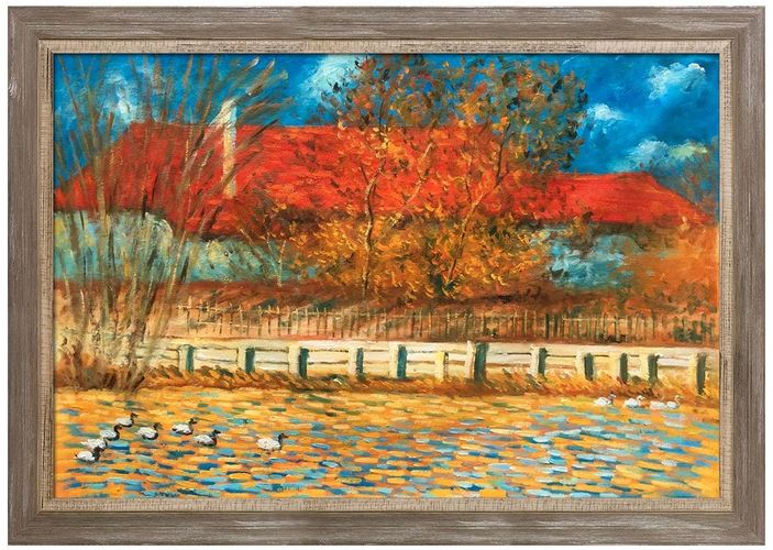 Overstock Art The Pond with Ducks in Autumn, 1873 by Claude Monet Framed Hand Painted Oil Reproduction at Nordstrom Rack