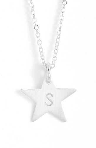 Sterling Silver Initial Mini Star Pendant Necklace