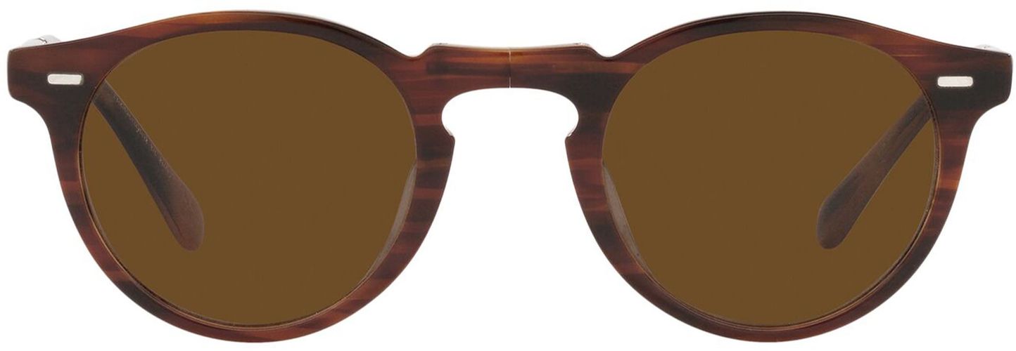 47mm Polarized Round Folding Sunglasses - Amaretto-Striped Honey/ Brown