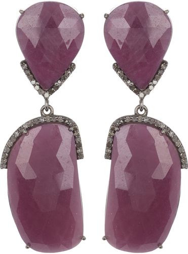 ADORNIA Fine Organic Ruby Cut Drop Earrings with Diamond Rim - 0.6 ctw at Nordstrom Rack